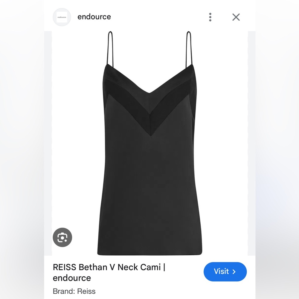 REISS Bethan V-Neck Camisole Top in Black Size 4